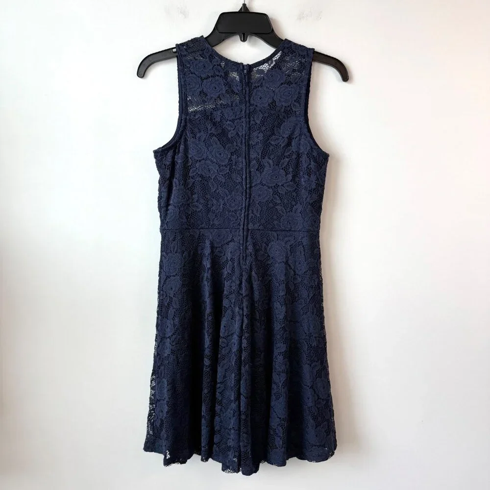 Zunie Lace Fit‎ & Flare Dress Size 16 Girls Navy Blue Sleeveless